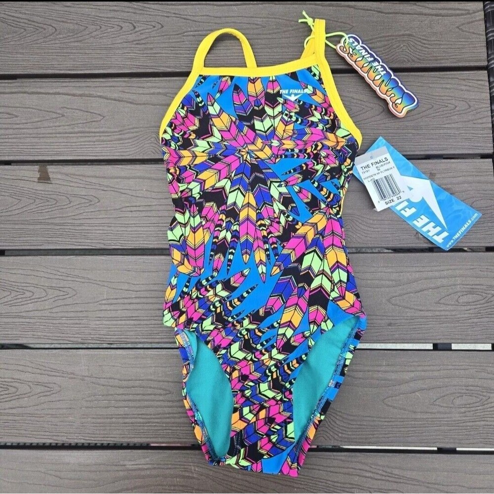 TYR The Finals Women Woodstock No Foil Swimsuit Flutterback  -Size 32 New